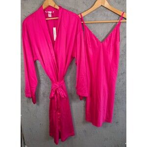 NWT Victoria's Secret Pink Robe and Nightie Set Size XL and One Size Silky NEW